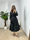 CDBR3651Siyah Beli Lastikli Poplin Balon Elbise