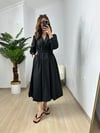 CDBR3651Siyah Beli Lastikli Poplin Balon Elbise