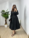 CDBR3651Siyah Beli Lastikli Poplin Balon Elbise