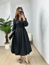 CDBR3651Siyah Beli Lastikli Poplin Balon Elbise