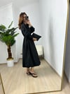 CDBR3651Siyah Beli Lastikli Poplin Balon Elbise