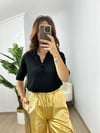 CDBR3646Siyah Delikli Polo Yaka Triko