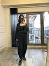 CDBR34521Siyah Gofre Kimono Şalvar Takım