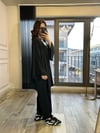 CDBR34521Siyah Gofre Kimono Şalvar Takım