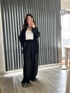 CDBR3495Siyah Gofre Kumaş Gömlek Pantolon Takım