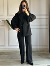 CDBR3330Siyah Kaşe Oversize Balon Kol Kaban
