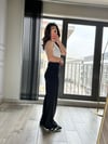 CDBR34999Siyah Korsaj Kemerli Palazzo Pantolon