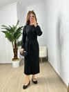 CDBR3715Siyah Penye Modal Bel Bağlamalı Elbise