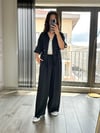 CDBR3564Siyah Tensel Kumaş Bel Ayarlı Ceket Pantolon