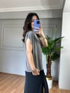 CDBR3864Sofya Gri Orj Marka Kolları Pilise Detaylı Tshirt 