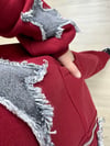 CDBR3798Star Bordo Tasarım 3 İplik Şardonlu Eşofman Takımı