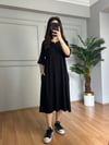 CDBR4246Sude Siyah Yaka Detaylı Basic Elbise