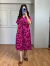 CDBR3909Sümbül Pembe Dik Yaka Pamuk Viskon Elbise