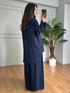 CDBR4591Talia Lacivert Tensel Kumaş Gömlek Pantolon Etek Takım 