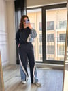 CDBR3474Tasarım Twist Model 3 İplik Şardonsuz Lacivert Kot detaylı takım