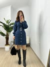 CDBR3751Terra Çelik Düğme Detaylı Kuşaklı Jean Elbise