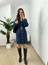 CDBR3751Terra Çelik Düğme Detaylı Kuşaklı Jean Elbise