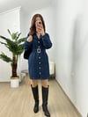 CDBR3751Terra Çelik Düğme Detaylı Kuşaklı Jean Elbise