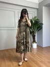 CDBR4459Truva Haki Batik Desen Likralı Viskon Elbise 