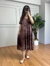 CDBR4457Truva Kahve Batik Desen Likralı Viskon Elbise