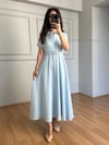 CDBR4495Valeria Mavi Premium Kalite Kemerli Elbise 