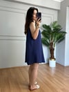 CDBR4468Valya Lacivert Askılı Müslin Elbise