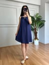 CDBR4468Valya Lacivert Askılı Müslin Elbise