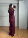 CDBR4045Velora Bordo Gold Detay Tensel Gabardin Gömlek Pantolon Takım