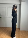 CDBR4046Velora Siyah Gold Detay Tensel Gabardin Gömlek Pantolon Takım