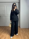 CDBR4046Velora Siyah Gold Detay Tensel Gabardin Gömlek Pantolon Takım