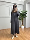 CDBR4241Yasmin Antrasit Likralı Basic Elbise 