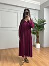CDBR4243Yasmin Bordo Likralı Basic Elbise 
