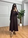 CDBR4245Yasmin Kahve Likralı Basic Elbise 