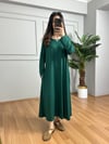 CDBR4244Yasmin Zümrüt Yeşili Likralı Basic Elbise 