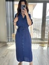 CDBR3503Zara Orjinal Marka Tensel Kumaş Lacivert Gömlek Elbise
