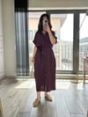 CDBR3502Zara Orjinal Marka Tensel Kumaş Mürdüm Gömlek Elbise