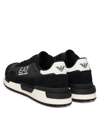 EA7 Ea7 Unısex Düşük Bilekli Rahat Tabanlı Süet Detaylı EA7 Logo Desenli Deri Siyah Sneaker 7X000380 AF19175-MC138