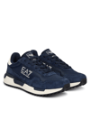EA7 Ea7 Unısex Düşük Bilekli Rahat Tabanlı Süet Detaylı EA7 Logo Desenli Deri Lacivert Sneaker 7X000380 AF19175-MZ157