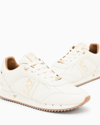 EA7 Ea7 Unısex Kartal Logo Desenli Ortopedik Tabanlı Deri Beyaz-Altın Sneaker 7X000648 AF15588-M0015