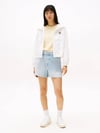 TOMMY HILFIGER Tommy Hilfiger Kadın Elastik Belli Çizgi Desenli Esnek Pamuklu Kısa Denim Mavi Şort DW0DW20085-1A5