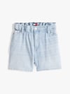 TOMMY HILFIGER Tommy Hilfiger Kadın Elastik Belli Çizgi Desenli Esnek Pamuklu Kısa Denim Mavi Şort DW0DW20085-1A5