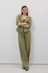 P28-3482*-HAKİ-LLEVUREAlt GiyimBeli Lastikli Müslin Pantolon HAKİ