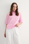 G27-4858-PEMBE-LLEVUREÜst GiyimKadın Baskı Detaylı Oversize Gömlek PEMBE