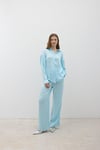 P28-3481-BEBEMAVİ-LLEVUREAlt GiyimKadın Beli Lastikli Saten Pantolon BEBE MAVİ