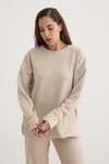 S28-2219-TAŞ-LLEVUREKadın Bisiklet Yaka Oversize Sweatshirt TAŞ