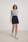 Kadın Fermuarlı Crop Kot Bluz BLUE