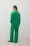 G28-4877-YEŞİL-LLEVUREÜst GiyimKadın Önü Düğmeli Oversize Saten Gömlek YEŞİL