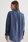 G27-4815-LACİVERTLEVUREÜst GiyimKadın Oversize Çift Çizgili Gömlek LACİVERT