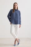 G27-4815-LACİVERTLEVUREÜst GiyimKadın Oversize Çift Çizgili Gömlek LACİVERT