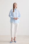 G27-4815-MAVİLEVUREÜst GiyimKadın Oversize Çift Çizgili Gömlek MAVİ